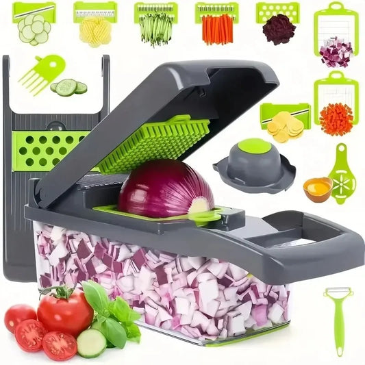 16 in 1 Multifunctional Vegetable Chopper Handle Food Grate Food Chopper Vegetable Slicer Dicer Cut Kitchen Items